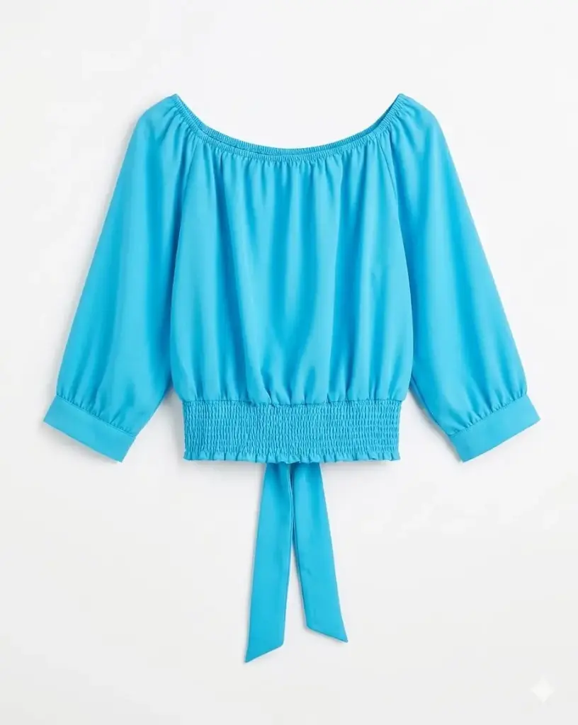 BLUSA CELESTE MANGA ANCHA 