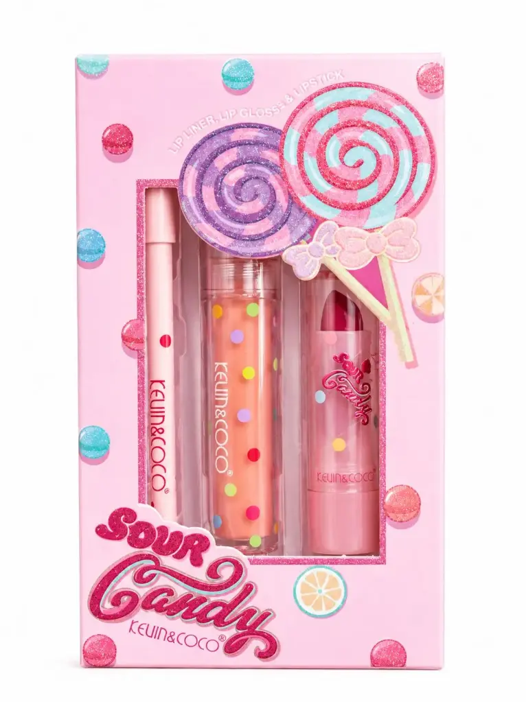 SET LABIAL, BRILLO Y DELINEADOR SOUR CANDY