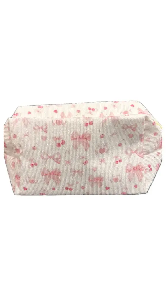 COSMETIQUERA LAZOS ROSA Y BLANCO