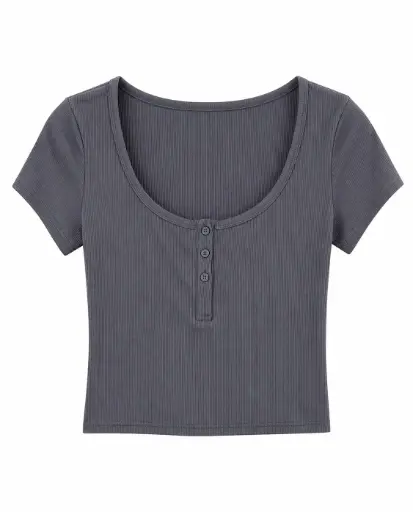 BLUSA COLOR GRIS CON TRES BOTONES