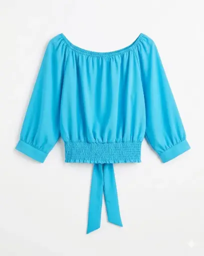 BLUSA CELESTE MANGA ANCHA 