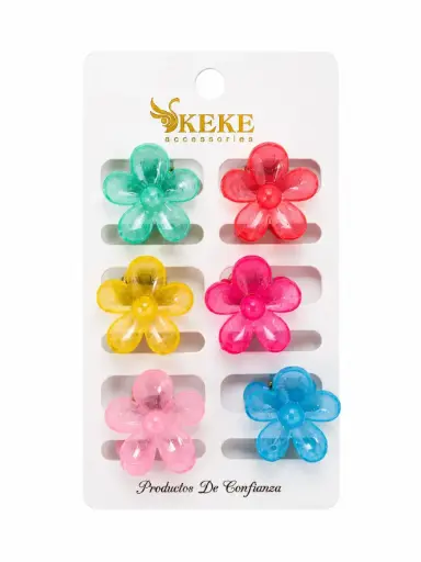 SET DE 6 PRENSAS PEQUEÑAS DE FLORES COLORIDAS 